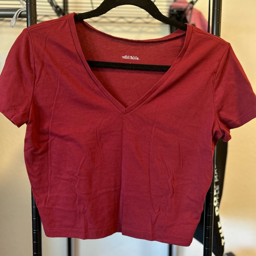 Wild Fable Red V-Neck Crop Top
